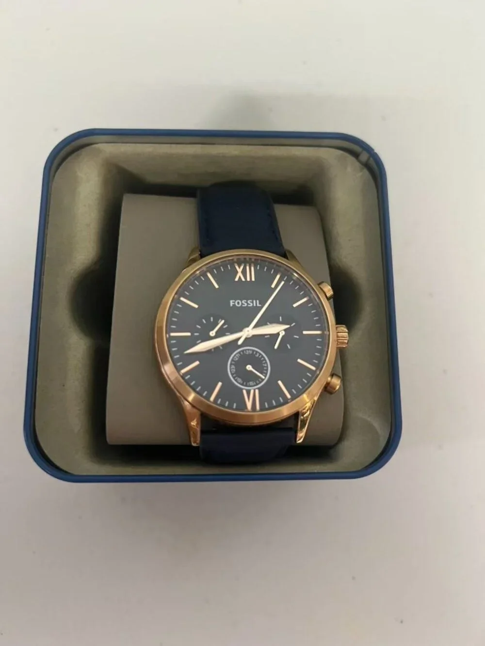 Fossil BQ2412 Fenmore Rose Gold Stainless Steel Men Dress Casual Leather Watch